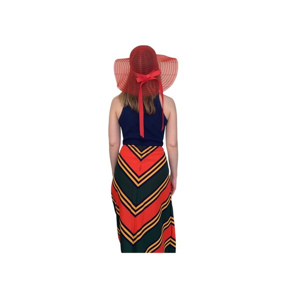 70s Chevron Striped Maxi Dress Mod Retro Vintage Jonathan Logan XS - Picture 7 of 7